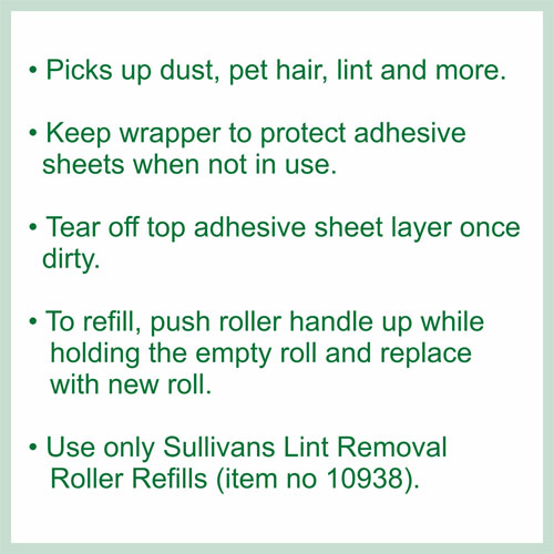 10939 Sullivans All Purpose Lint Removal Roller Pack Includes 1 Refill Roll