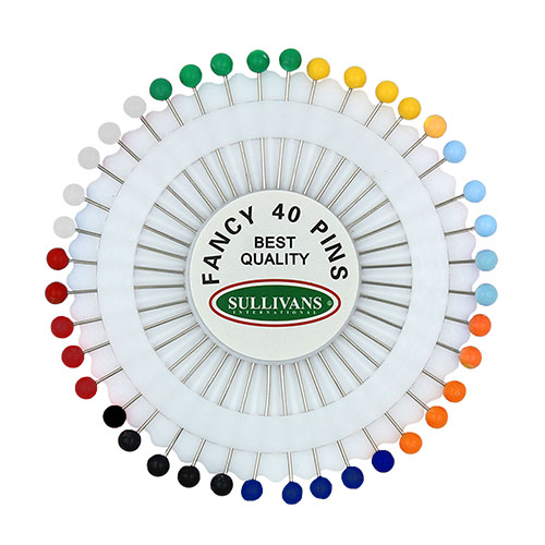 11025 Sulllivans 35mm Glass Head Pins  - 40pcs - Assorted Colours