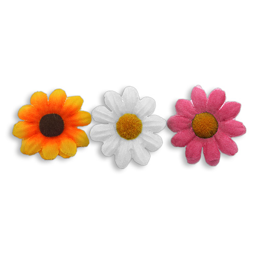 11177 Crafty Bitz Daisy Flowers - Pink/white/orange - 12pcs