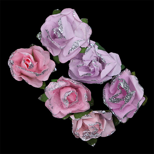 11182 Crafty Bitz Adhesive Glitter Flowers - Assorted - 6pcs