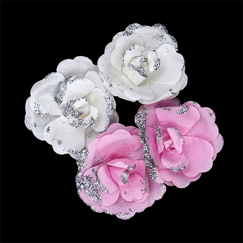 11183 Crafty Bitz Adhesive Glitter Flowers - Assorted - 4pcs