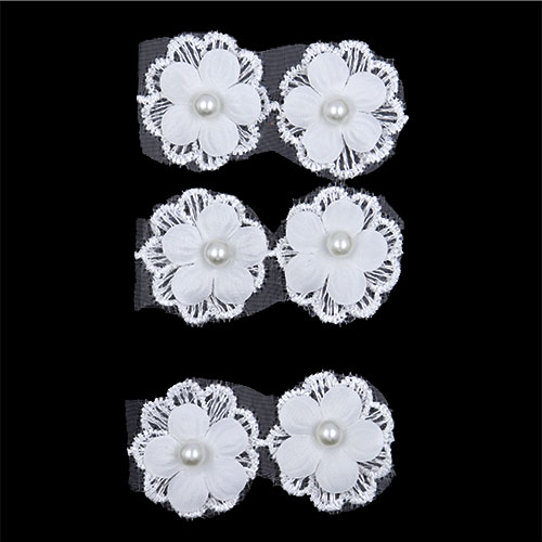 11188 Crafty Bitz Flower With Pearl  - White - 6pcs