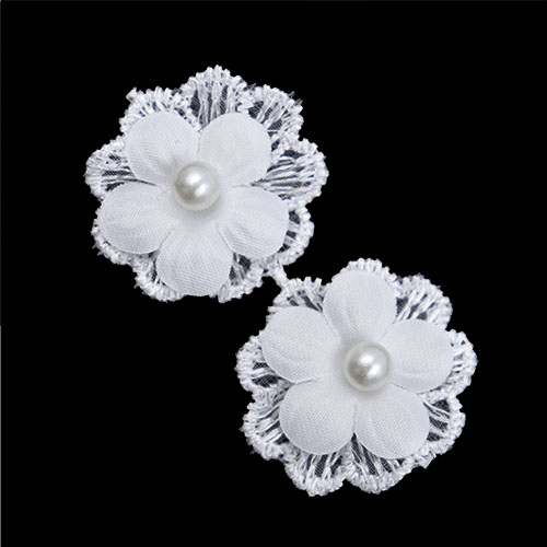 11188 Crafty Bitz Flower With Pearl  - White - 6pcs