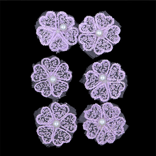 11191 Crafty Bitz Adhesive Flower With Pearl - Lilac - 6pcs