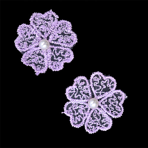11191 Crafty Bitz Adhesive Flower With Pearl - Lilac - 6pcs