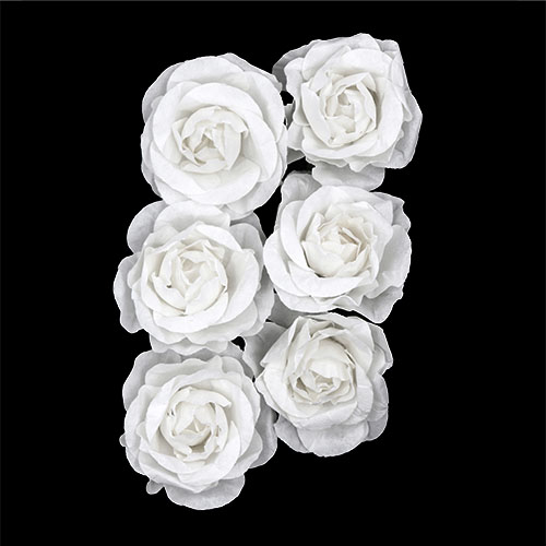 11201 Crafty Bitz Rose With Stem Flower - White - 6pcs