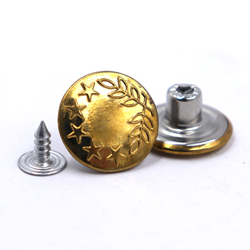 11357 Sullivans 17mm Jean Button Fasteners - Leaf Pattern - Gold - 8 Sets