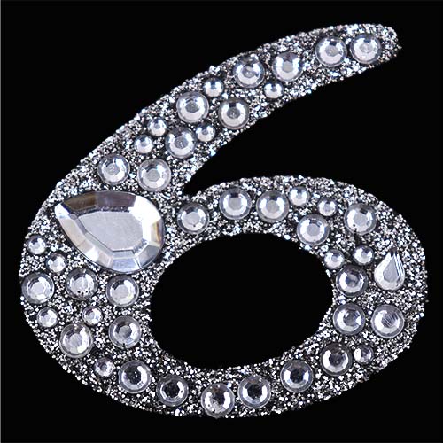 11444 Paper Xtra 55mm Self Adhesive Bling Numbers - Cursive 6