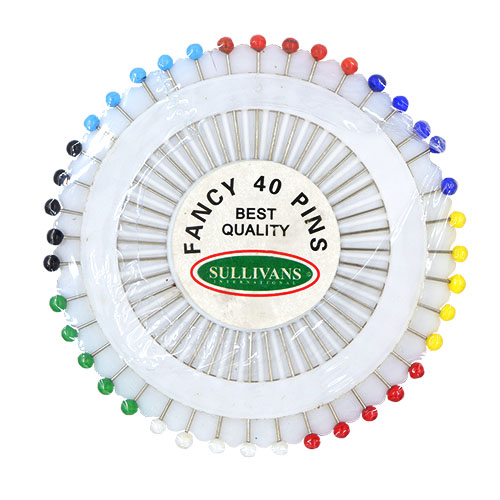 11582 Sulllivans 35mm Bulk Glass Head Pins  - 40pcs - Assorted Colours