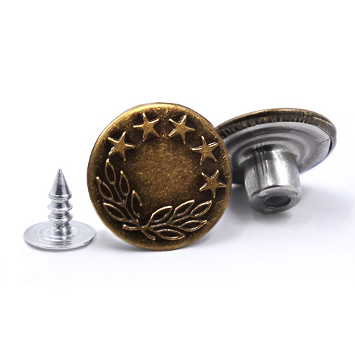 11605 Sullivans 17mm Jean Button Fasteners - Leaf Pattern - Bronze - 8 Sets