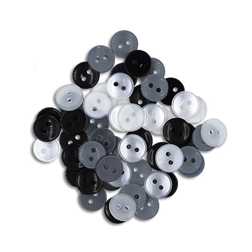 11672 Sullivans 33pcs Small Assorted Buttons - Black/grey/white/clear
