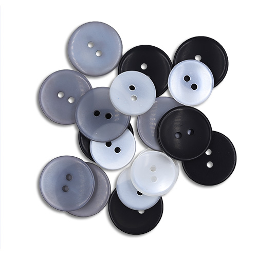 11673 Sullivans 18pcs Large Assorted Buttons - Black/grey/white/clear