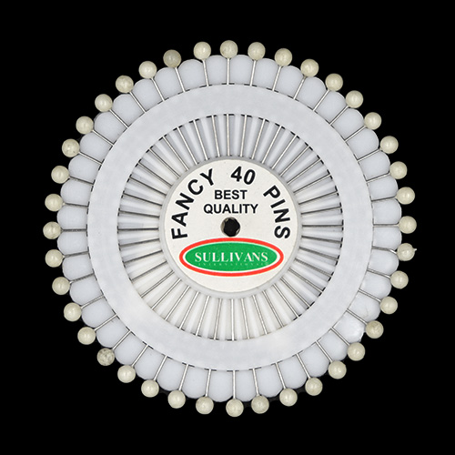 12054 Sullivans Bulk Plastic Head Pins - White - 40pcs - 50wheels