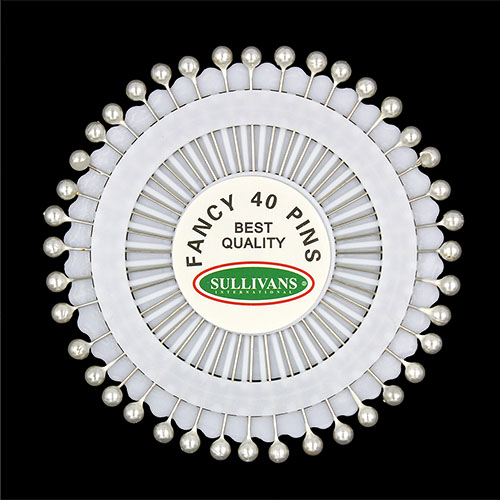 12055 Sullivans Pearl Head Pins - White  40pcs