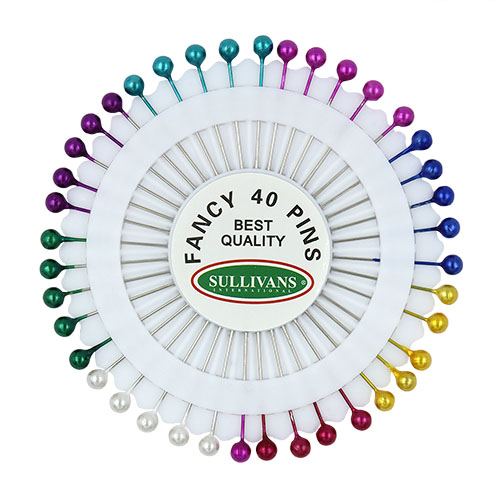 12061 Sullivans Pearl Head Pins - Multi Coloured - 40pcs - 50 Pack