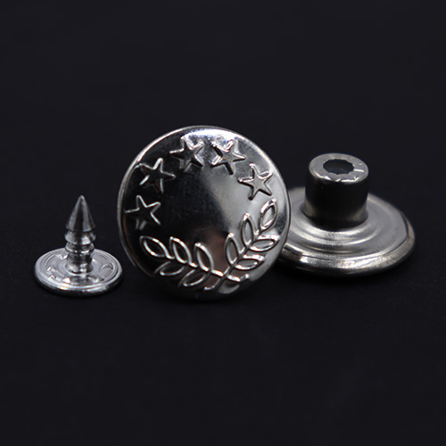 12080 Sullivans 17mm Jean Button Fasteners - Leaf Pattern - Silver - 100 Sets