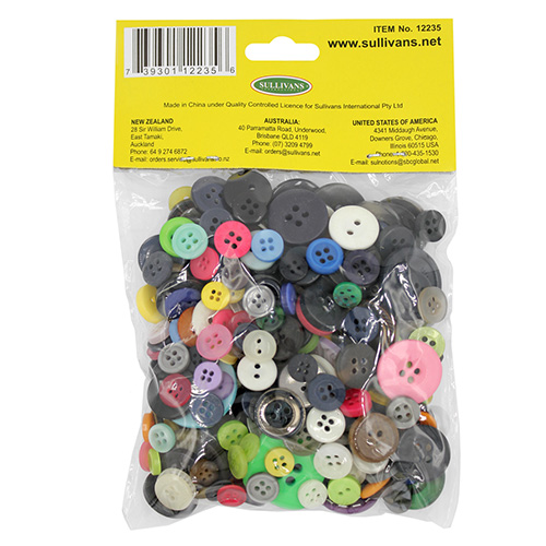 12235 Sullivans Bundle Of Buttons - 115gm - Assorted Sizes & Colours