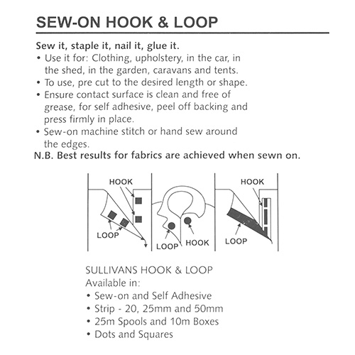 12396 Sullivans 1m Stick On Hook & Loop Tape - 20mm - Black