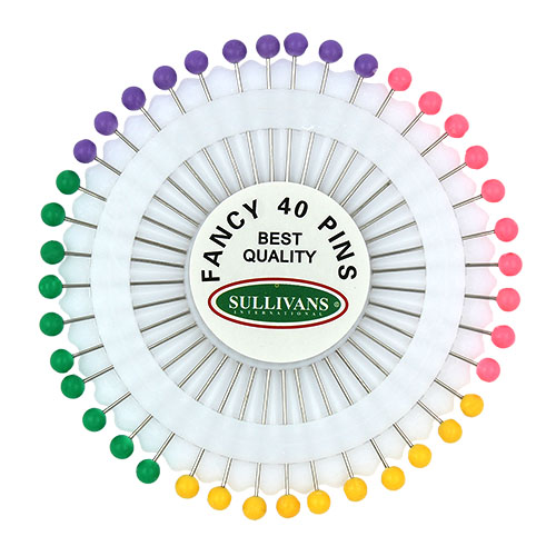 12415 Sullivans Pearl Head Pins - Fluro Coloured - 40pcs - 50 Pack