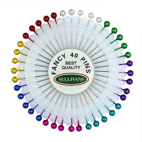12458 Sullivans Pearl Head Pins - Multi Coloured  - 2 Pack