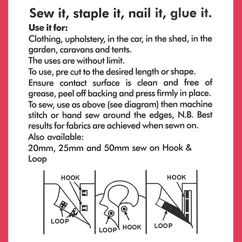 13504 Valuepak 1m Stick On Hook & Loop Tape - 20mm - Black