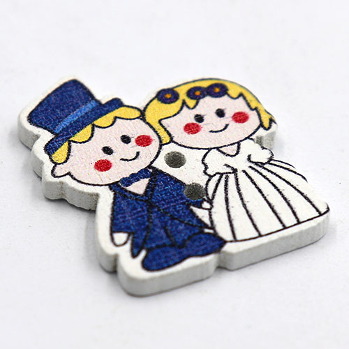 13774 Sullivans Wooden Buttons - Bride & Groom - 5pcs