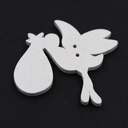 13775 Sullivans Wooden Buttons - Stork With Baby - 4pcs