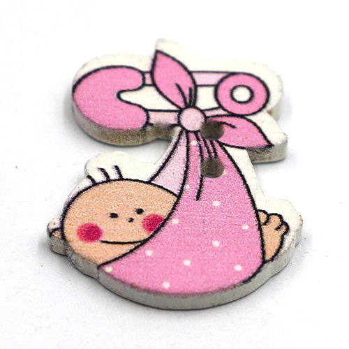 13776 Sullivans Wooden Buttons - Baby In Swaddle - 6pcs