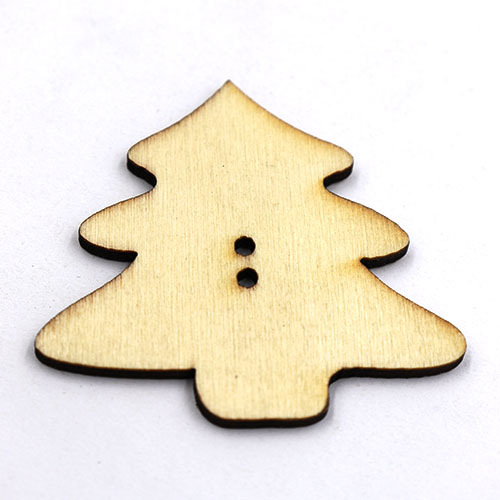 13789 Sullivans Wooden Buttons - Plain Christmas Tree - 6pcs