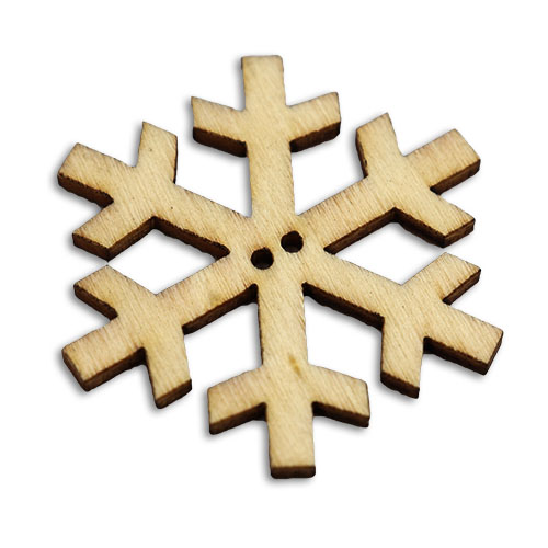 13792 Sullivans Wooden Buttons - Plain Snowflake - 6pcs