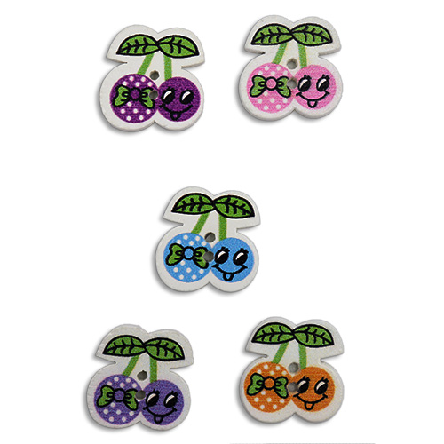 13803 Sullivans Mdf Wooden Buttons - Cherries - 5pcs