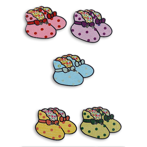 13805 Sullivans Mdf Wooden Buttons - Booties - 5pcs