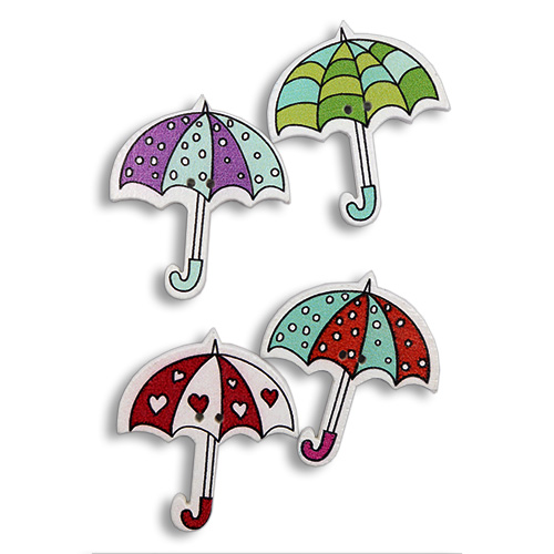 13807 Sullivans Mdf Wooden Buttons - Umbrellas - 4pcs