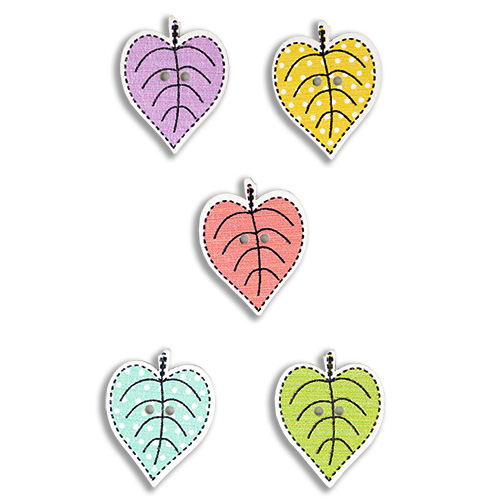 13811 Sullivans Mdf Wooden Buttons - Leaves - 5pcs