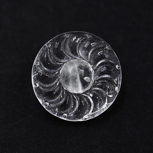 13927 Sullivans 18mm Glass Shank Button Swirl Border Clear - 23 Per Tube