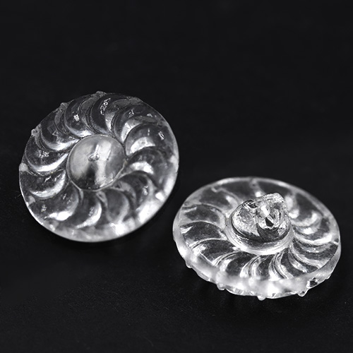 13927 Sullivans 18mm Glass Shank Button Swirl Border Clear - 23 Per Tube