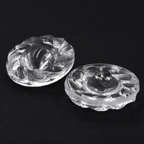 13928 Sullivans 22mm Glass Shank Button Swirl Border Clear - 25 Per Tube