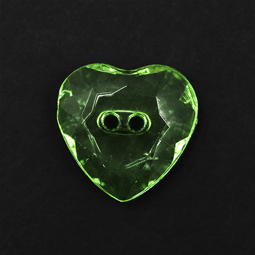 13964 Sullivans 18mm Heart Plastic Button - Clear Green - 36 In A Tube