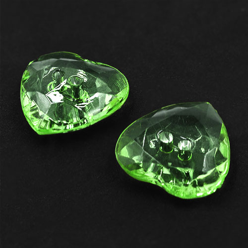 13964 Sullivans 18mm Heart Plastic Button - Clear Green - 36 In A Tube