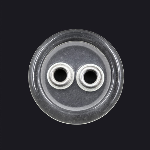 13987 Sullivans 20mm Round Plastic Button With Metal Holes - Clear - 36 In A Tube