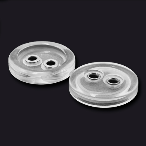 13987 Sullivans 20mm Round Plastic Button With Metal Holes - Clear - 36 In A Tube