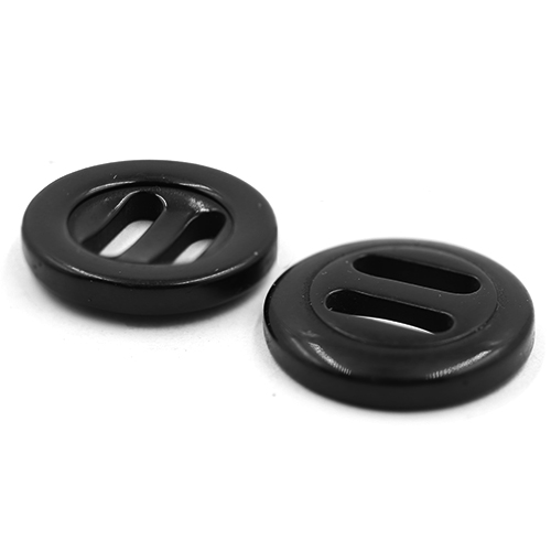 13992 Sullivans 15mm Round Plastic Button With Oblong Holes - Black - 36 In A Tube