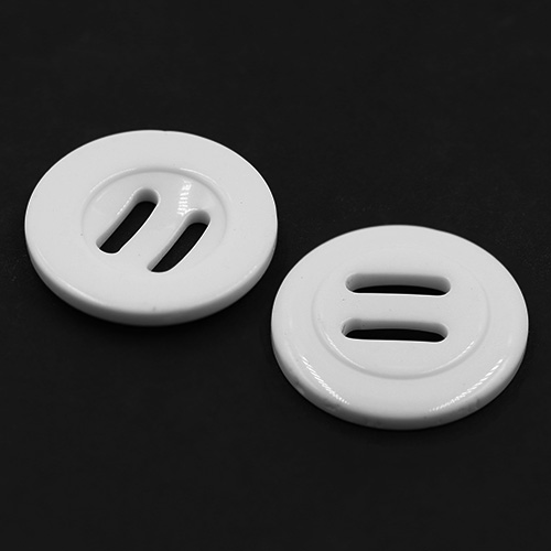 13993 Sullivans 25mm Round Plastic Button With Oblong Holes - White - 36 In A Tube