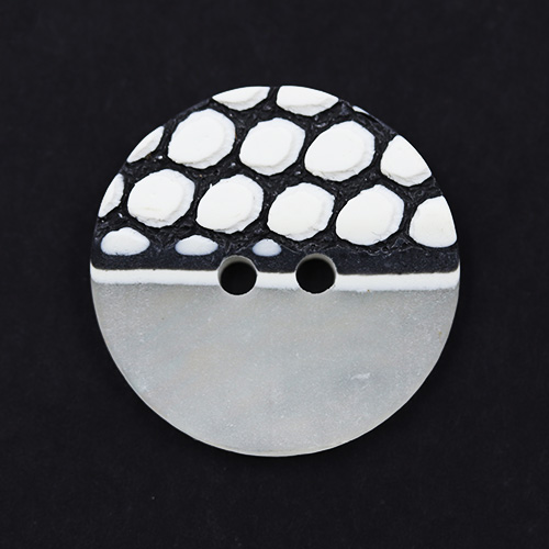 13995 Sullivans 22mm Round Plastic Button - Half Opaque,half Black/white Patterned - 36 In A Tube