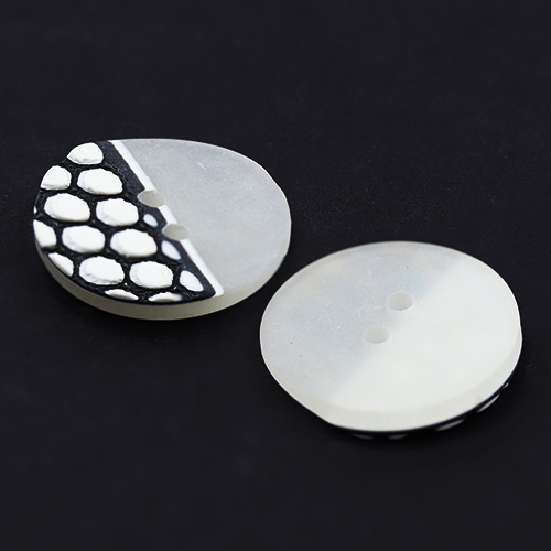 13995 Sullivans 22mm Round Plastic Button - Half Opaque,half Black/white Patterned - 36 In A Tube
