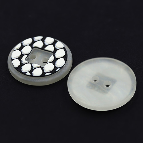 13996 Sullivans 22mm Round Plastic Button - Middle Square Opaque, Black/white Patterned - 36 In A Tube