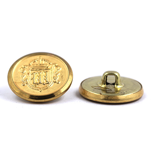 14011 Sullivans 15mm Round Metal Button With Crest - Gold - 18 In A Tube