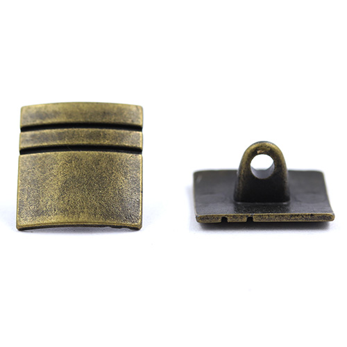 14023 Sullivans 13mm Rectangle Metal Button With Side Lines - Copper - 23 In A Tube