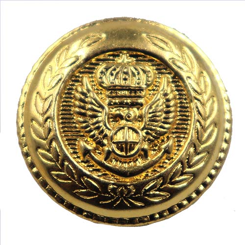 14091 Sullivans 23mm Round Metal Button With Crest & Shank - Gold - 17 In A Tube