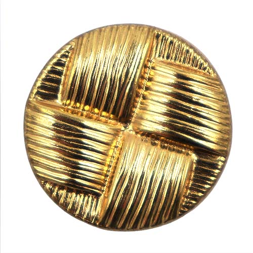 14118 Sullivans 15mm Round Metal Shank Button With Patterned Quarters - Gold - 23 In A Tube